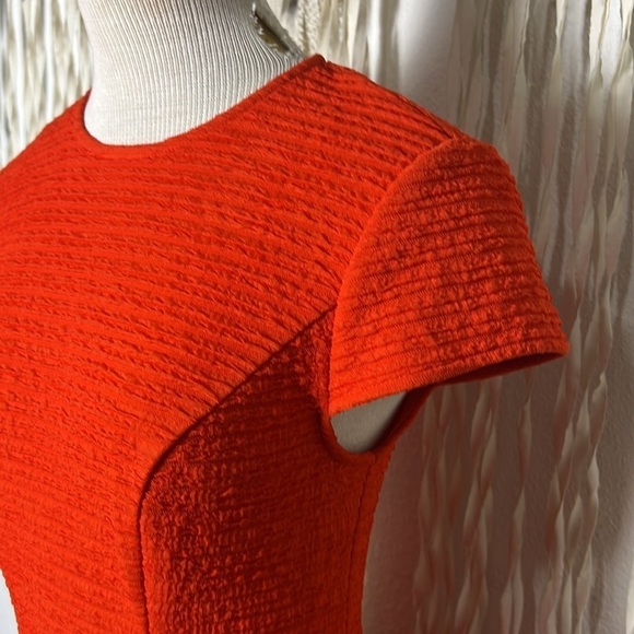 Ted Baker Textured Bright Orange Fit and Flare Dress with Pockets Size 0/XS - Picture 3 of 11